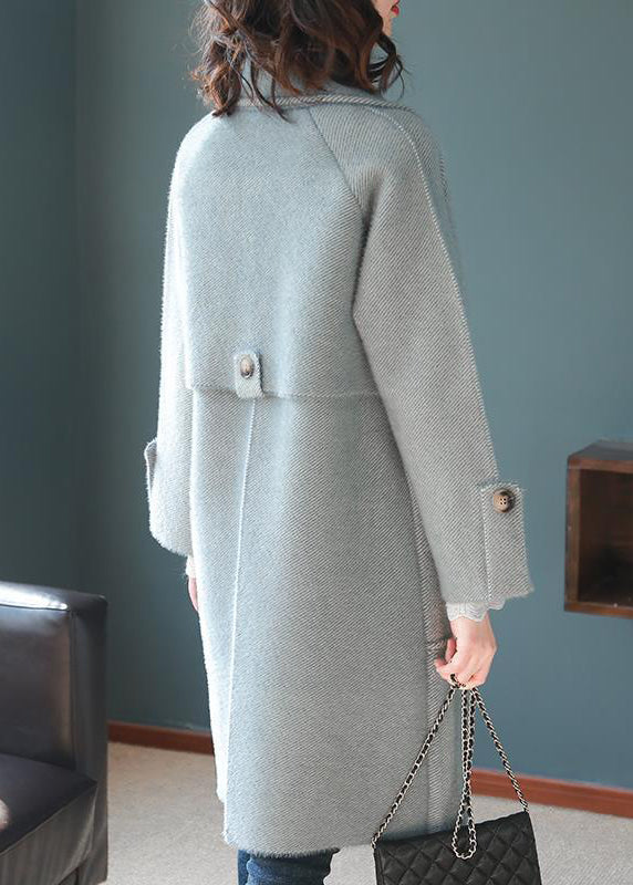 ODILE CASUAL LIGHT BLUE THICK WOOLEN TRENCH