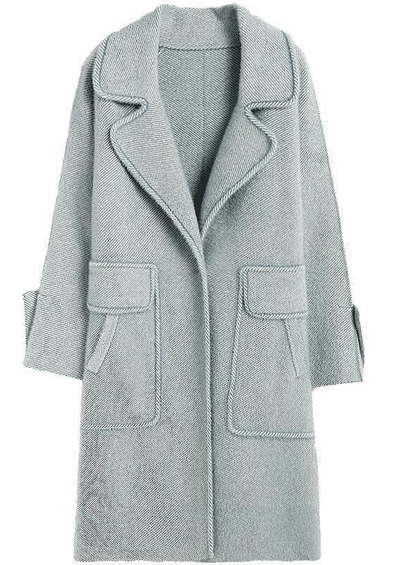 ODILE CASUAL LIGHT BLUE THICK WOOLEN TRENCH