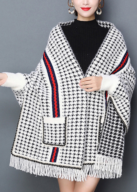 LÉONIE CHIC PLAID PATCHWORK KNIT BLENDED CARDIGANS