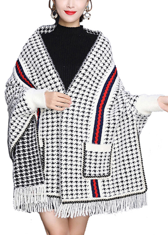 LÉONIE CHIC PLAID PATCHWORK KNIT BLENDED CARDIGANS