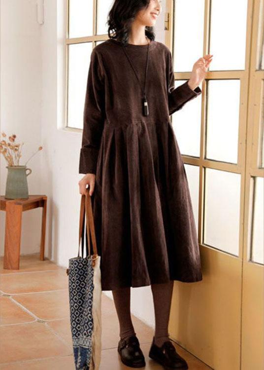 CHLOÉ ELEGANT BROWN CORDUROY DRESS