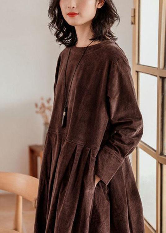 CHLOÉ ELEGANT BROWN CORDUROY DRESS