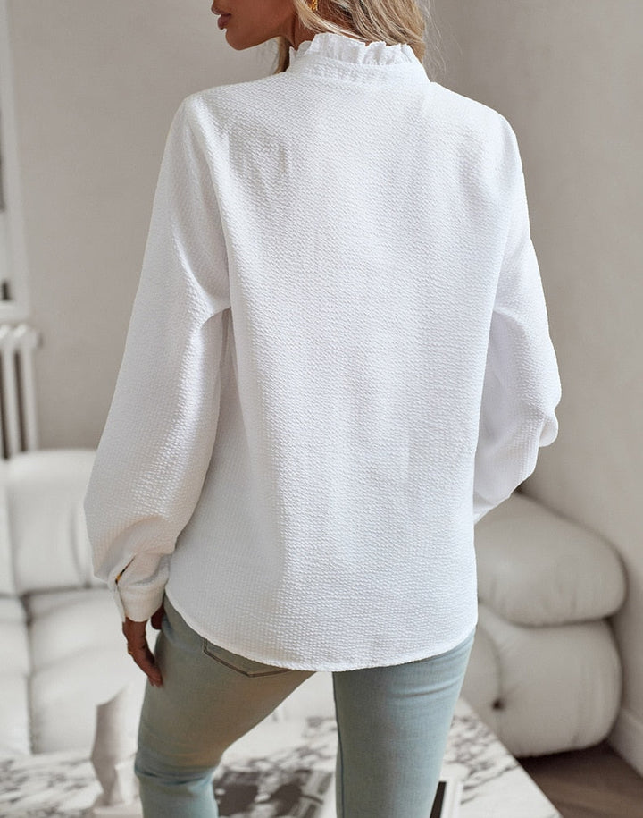 CLARIMUNDA - CUFF COLLAR DESIGNED ELEGANT LONG SLEEVE BLOUSE