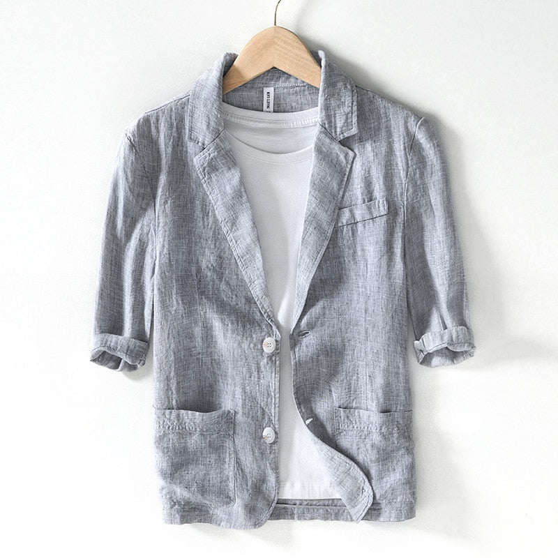 TRISTAN PIERRE SLIM FIT LINEN BLAZER