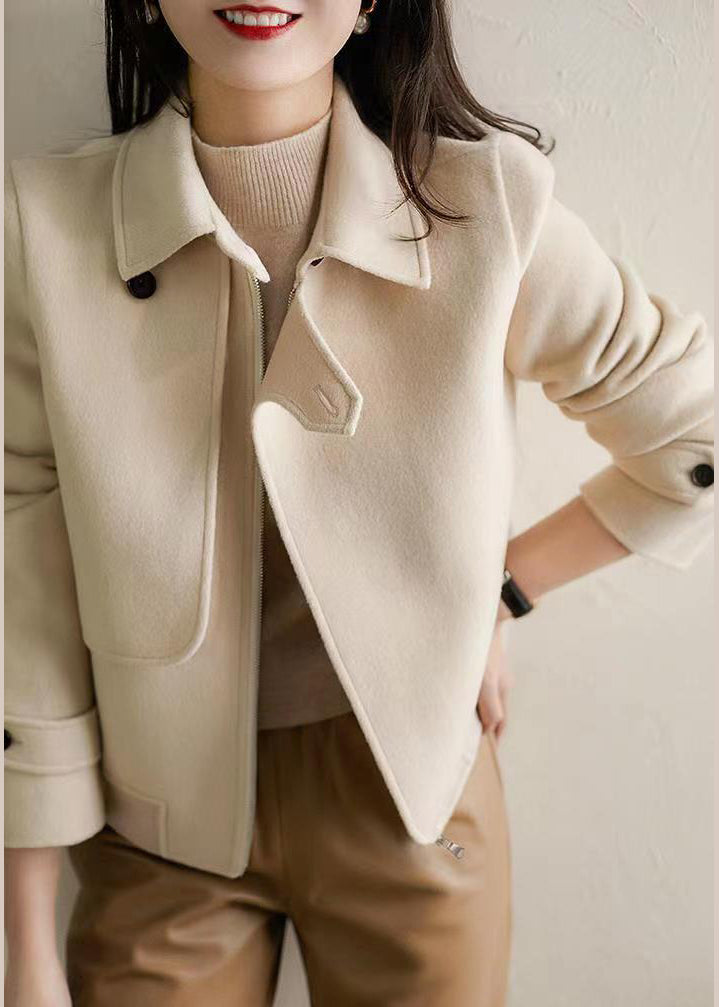 LA ROSABELLE WHITE WOOLEN COAT OUTWEAR