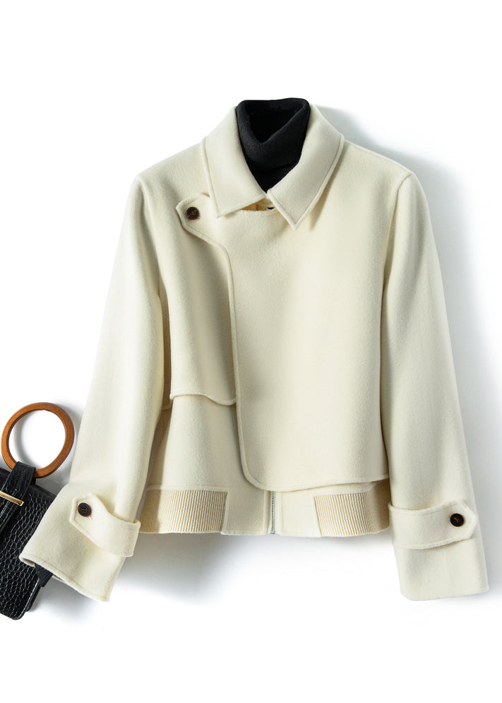 LA ROSABELLE WHITE WOOLEN COAT OUTWEAR